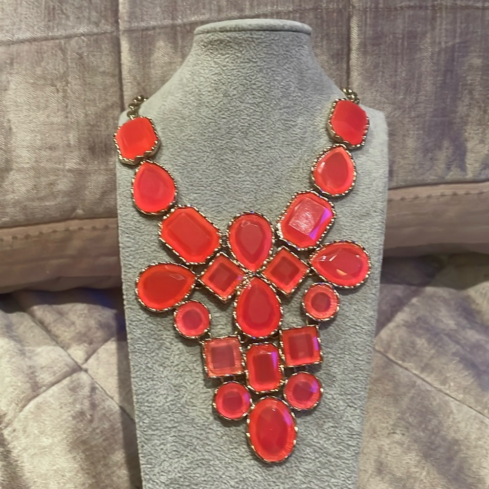 Emily Ray Statement Necklace Pink & Gold Bib